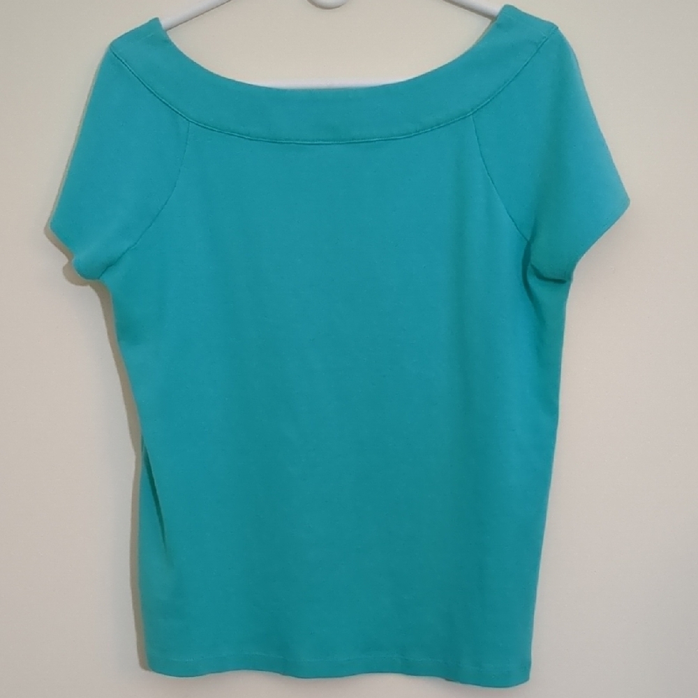 Rafaella Turquoise Women's Short Sleeve Top Cotton Size XL - Picture 3 of 4